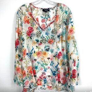 Anthropologie Feathers by Tolani tunic blouse